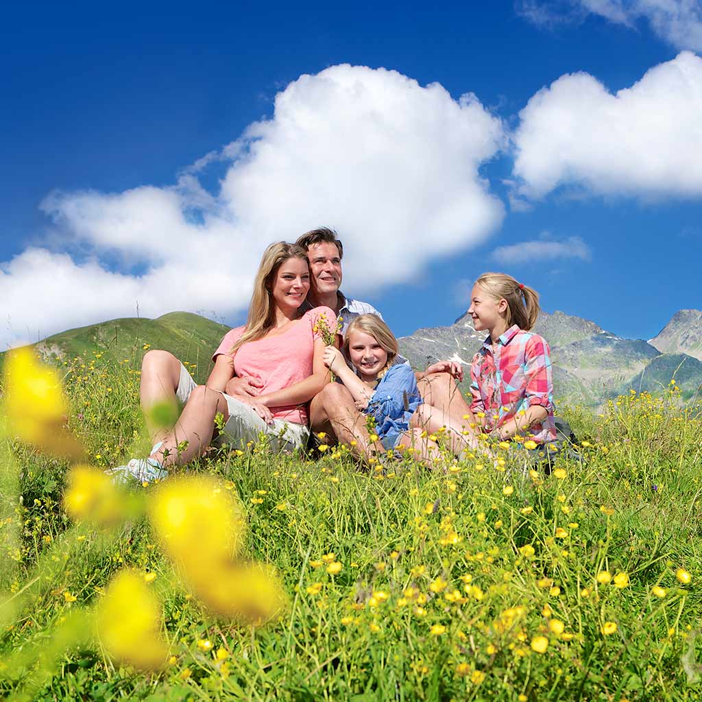 Familie in einer Sommerwiese